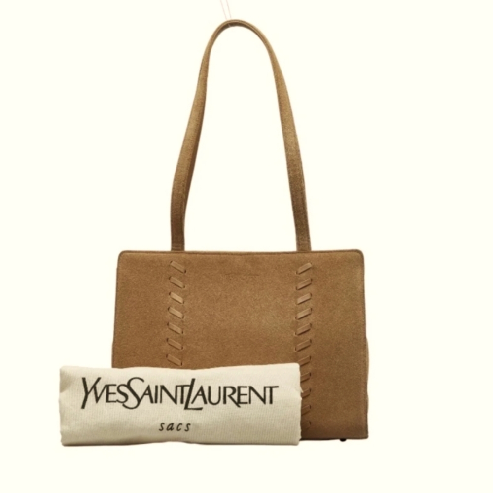 Beautiful, beige suede, vintage Yves Saint Laurent bag.